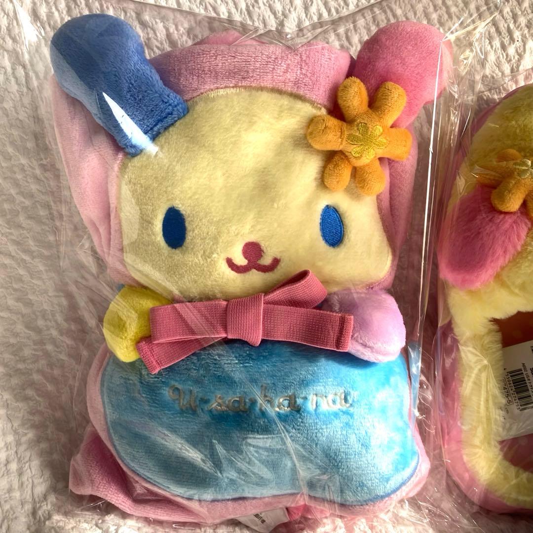 ウサハナ　フェイススリッパ　2wayブランケット　セット　サンダル　サンリオ