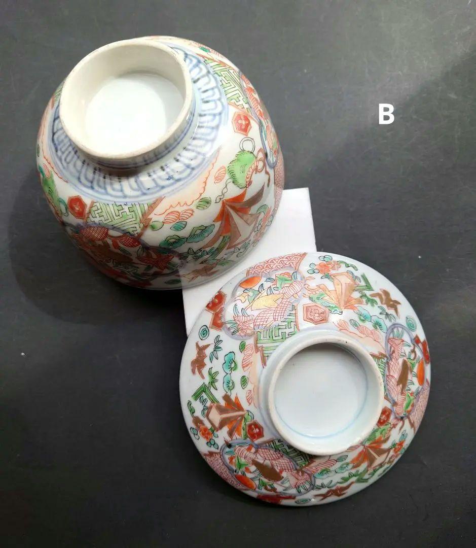 古伊万里　古九谷　江戸時代　鷺絵　煮物碗　蓋付き碗　飯碗　染錦　錦彩　手描　色絵