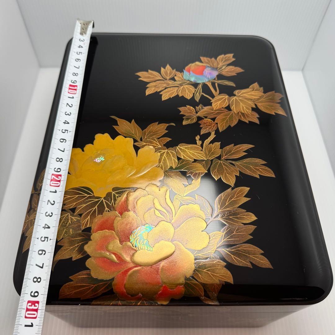 新品 輪島塗 文箱 文庫 硯箱 青貝 螺鈿 牡丹 天然木 漆 漆器 伝統工芸