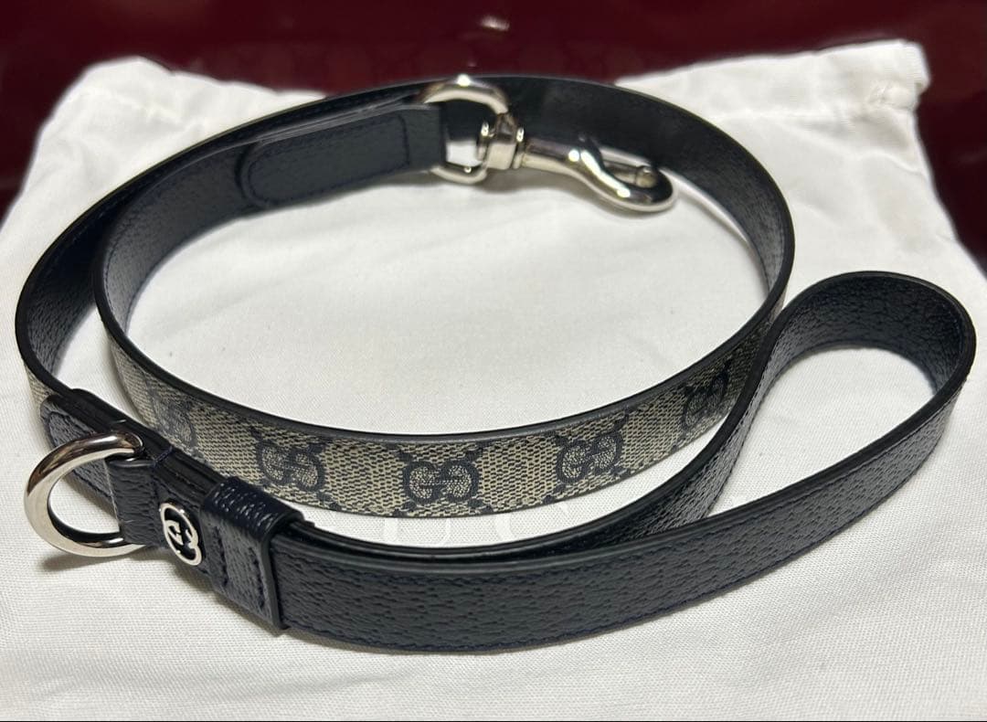 新品 未使用 GUCCI グッチ 小型/中型ペット用リード ベージュブルー