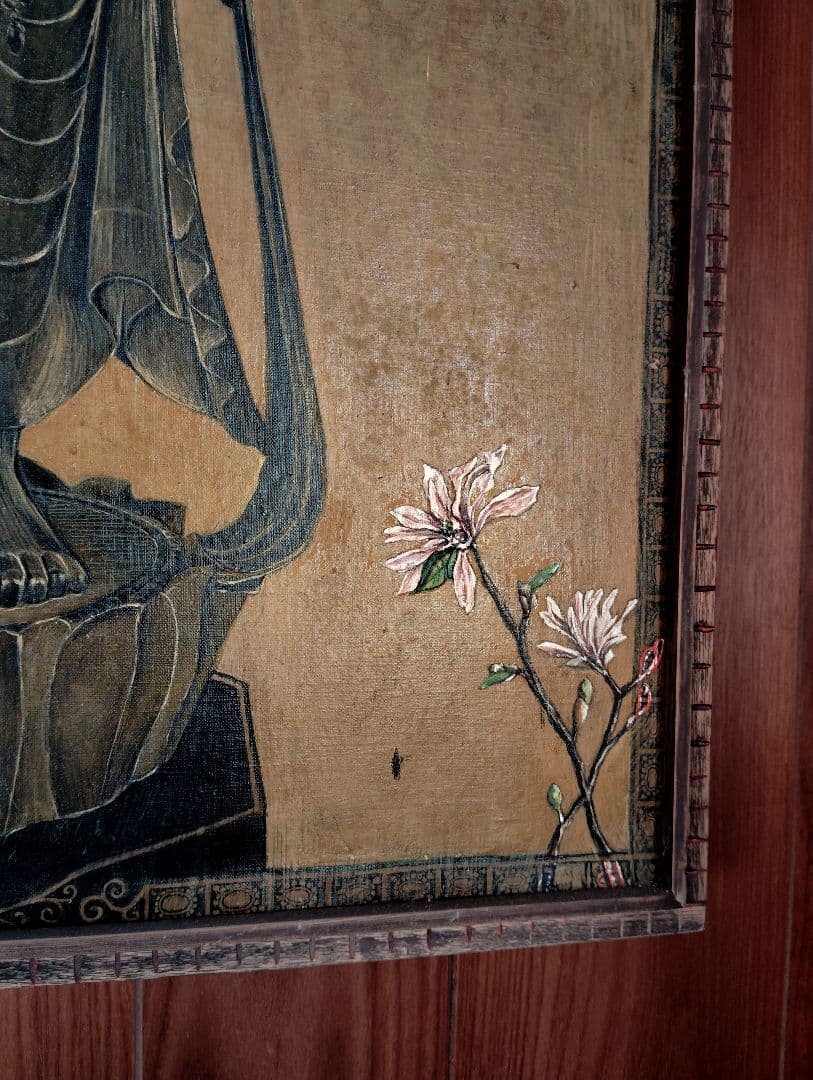 大型絵画弥一M1伝統的な仏像 油彩画観音様キャンパス手描き原画美術展出品作品真作