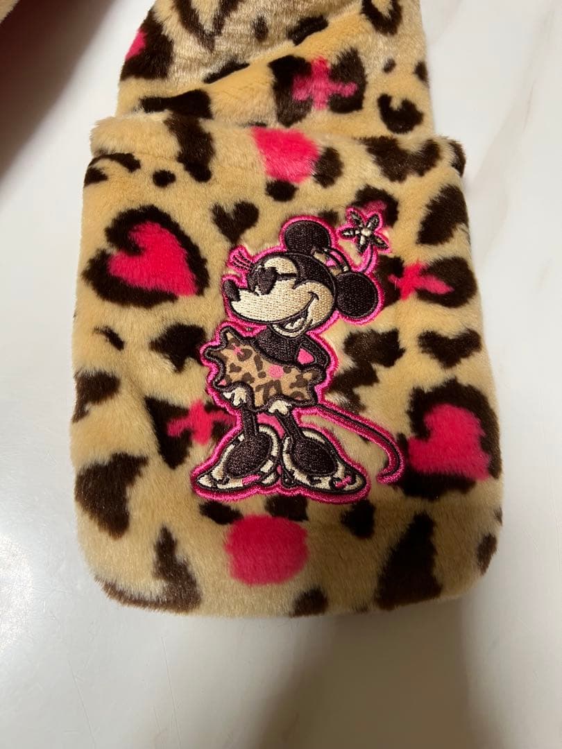 【美品】 ミニー マフラーキャップ ヒョウ柄
