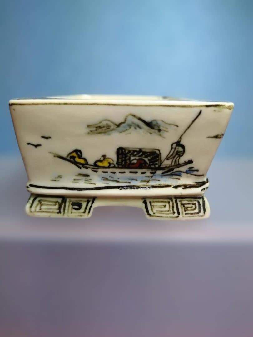 山水画陶器鉢