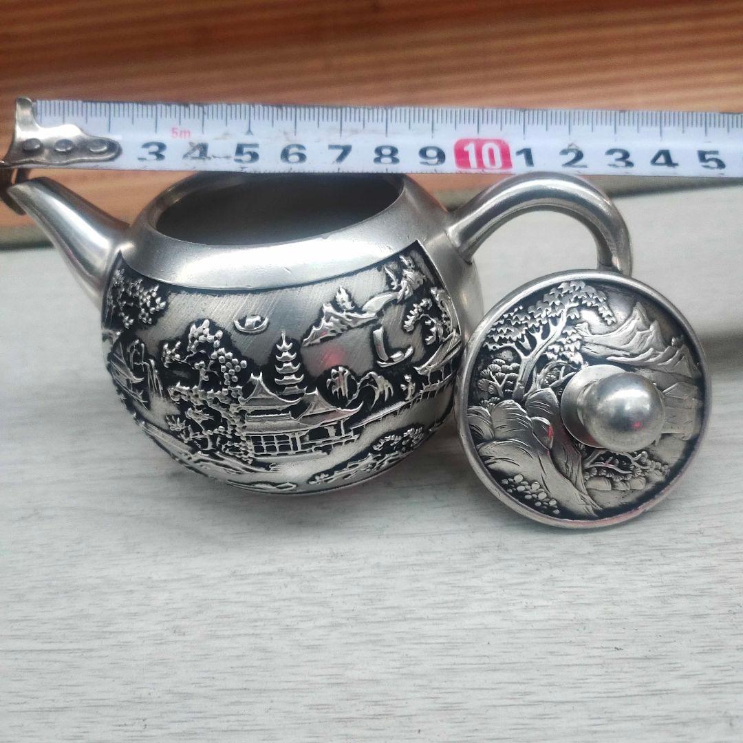 銅器 山水茶壺 酒壺 茶道具 工芸品 美術品 置物
