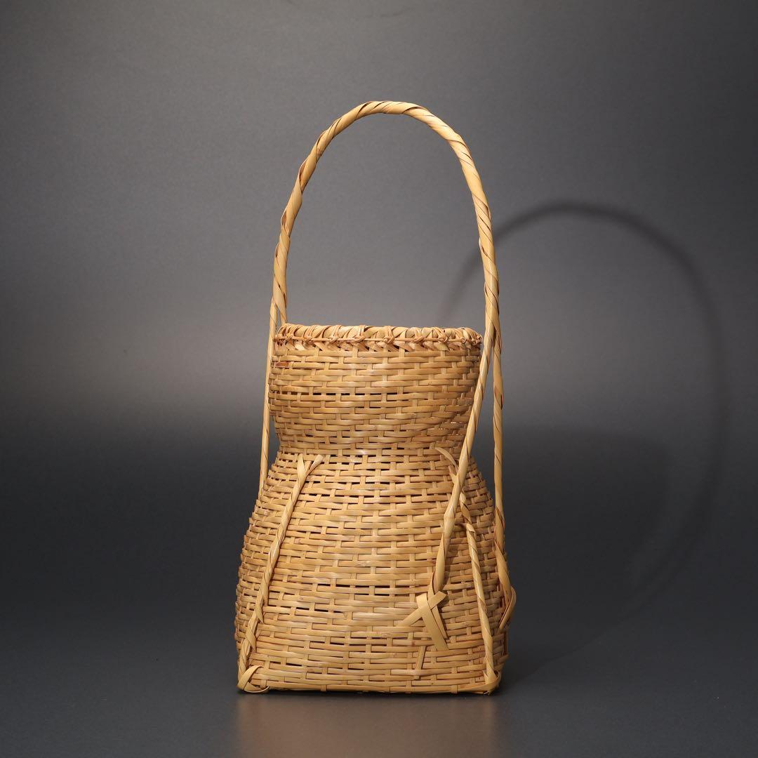 花入　花籠　即中斎好　方円籠　伝統工芸有馬籠　昭竹斎　共箱　R1499ラ