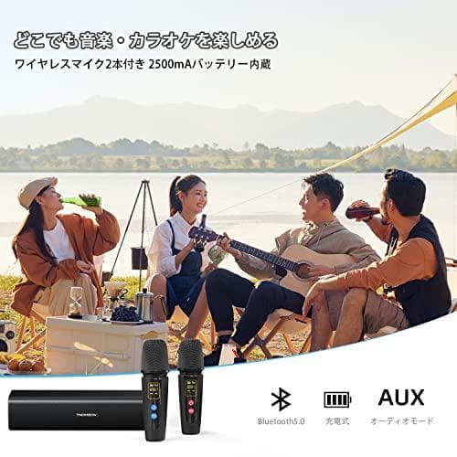 THOMSON カラオケセット 拡声器 ワイヤレスマイク2本付き PAセット p