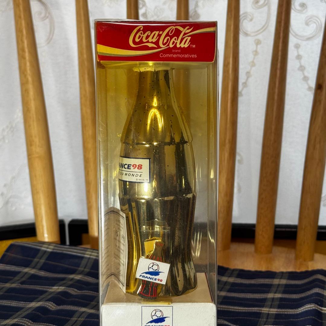 限定1998本シリアル入 98年フランスW杯 コカコーラ ゴールドボトル 箱付