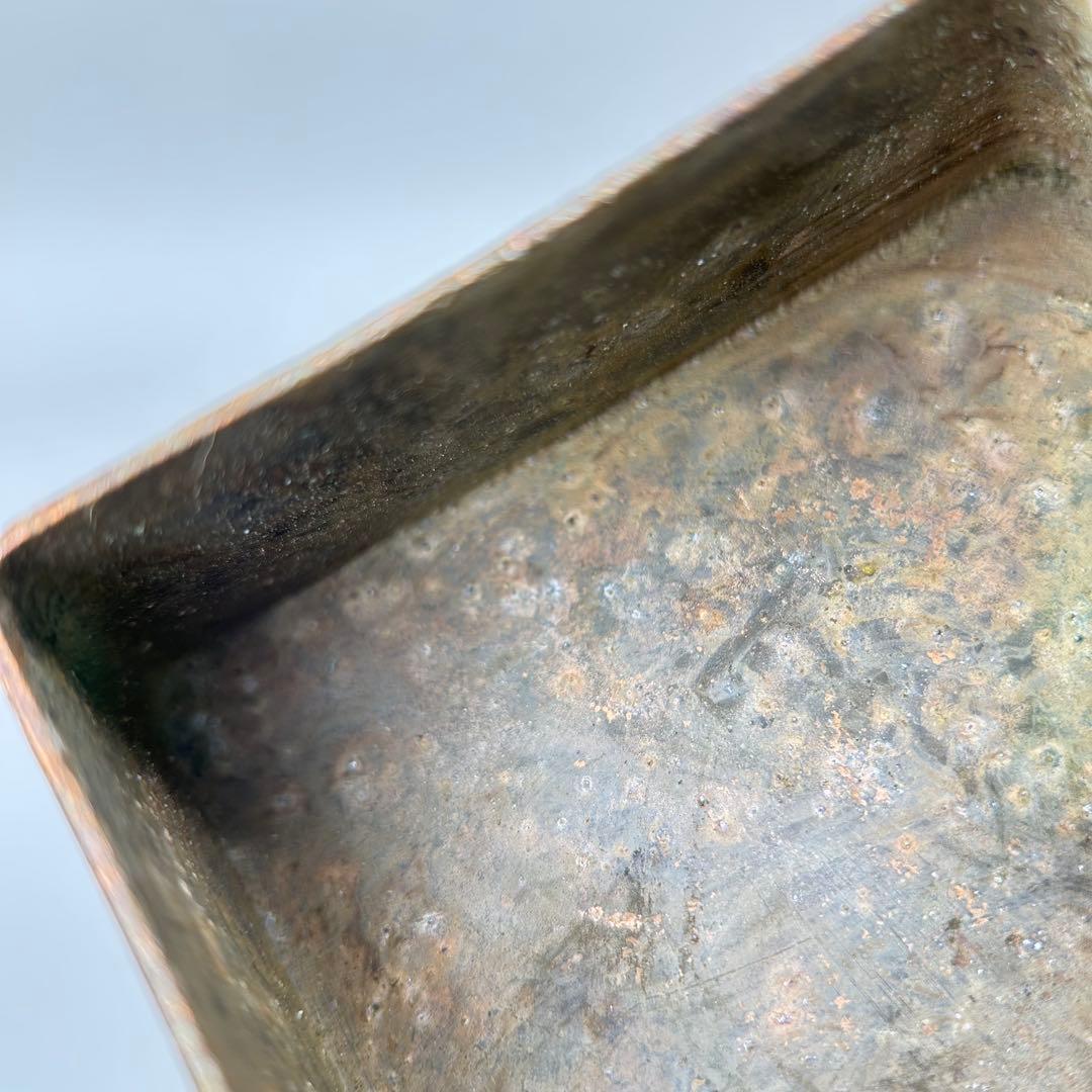 A清時代 古銅 和興款 松下人物風景図 墨盒 年代物 骨董古玩 書道