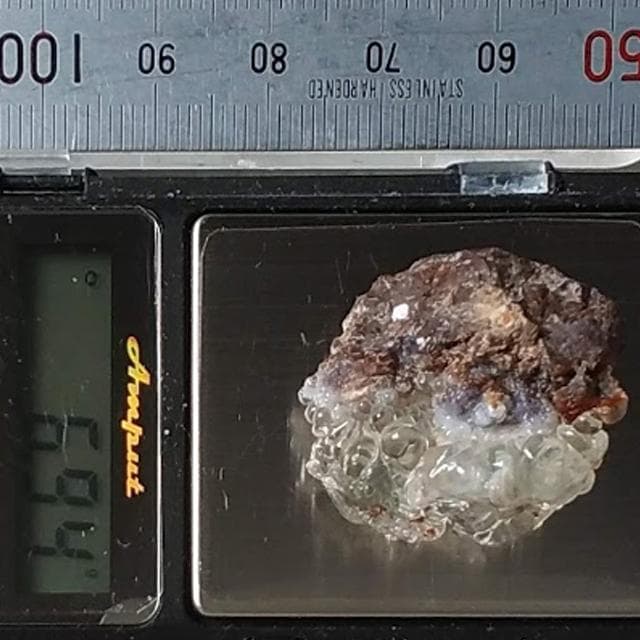 6.94g　ハイアライト　オパール　強蛍光　鉱物標本　玉滴石　母岩付き