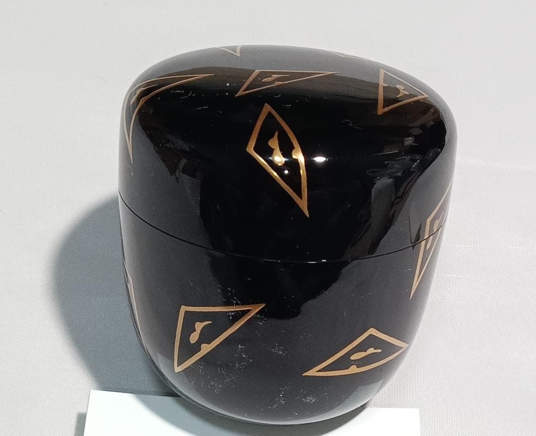 茶道具　塗師　米本龍斎作　鱗鶴蒔絵大棗　美品！！