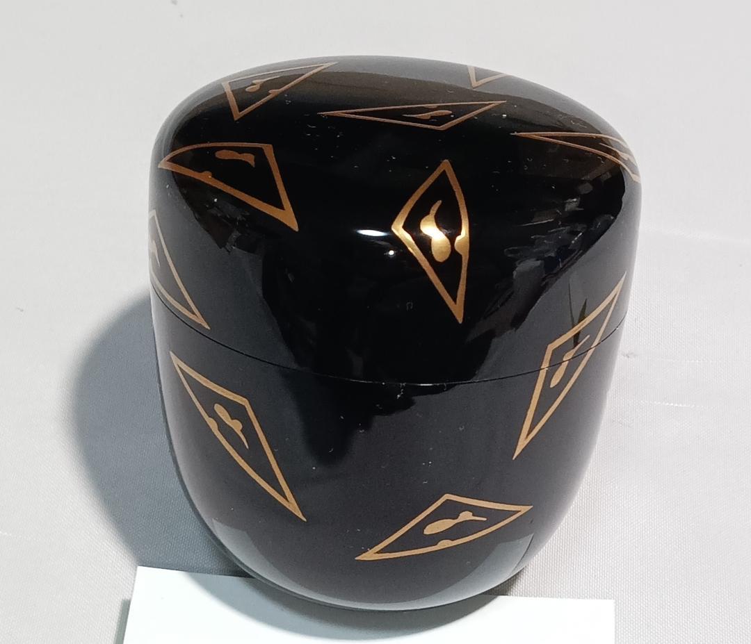 茶道具　塗師　米本龍斎作　鱗鶴蒔絵大棗　美品！！