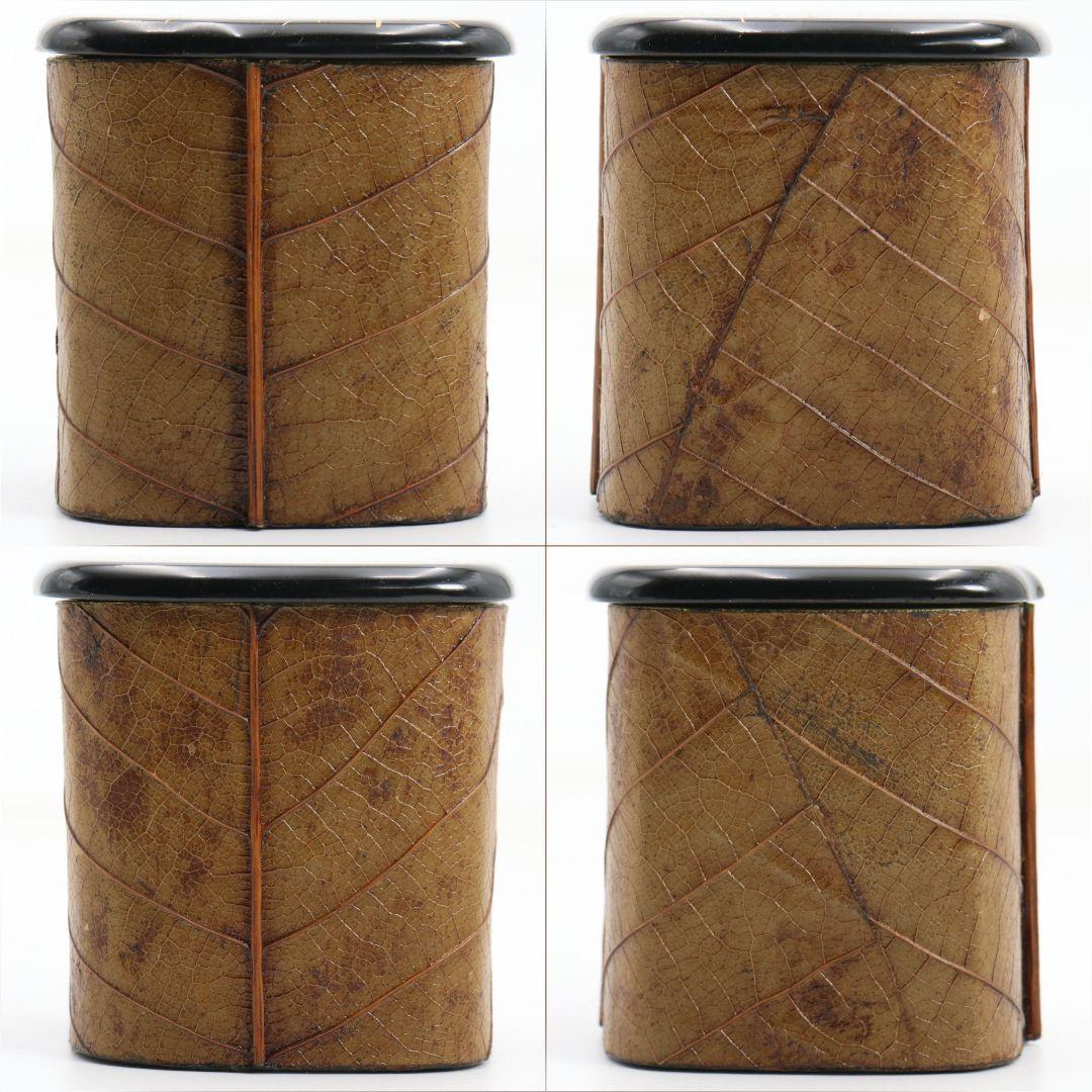 筑城筑良作 木の葉四方 薄茶器 茶道具 共箱　V926　N7