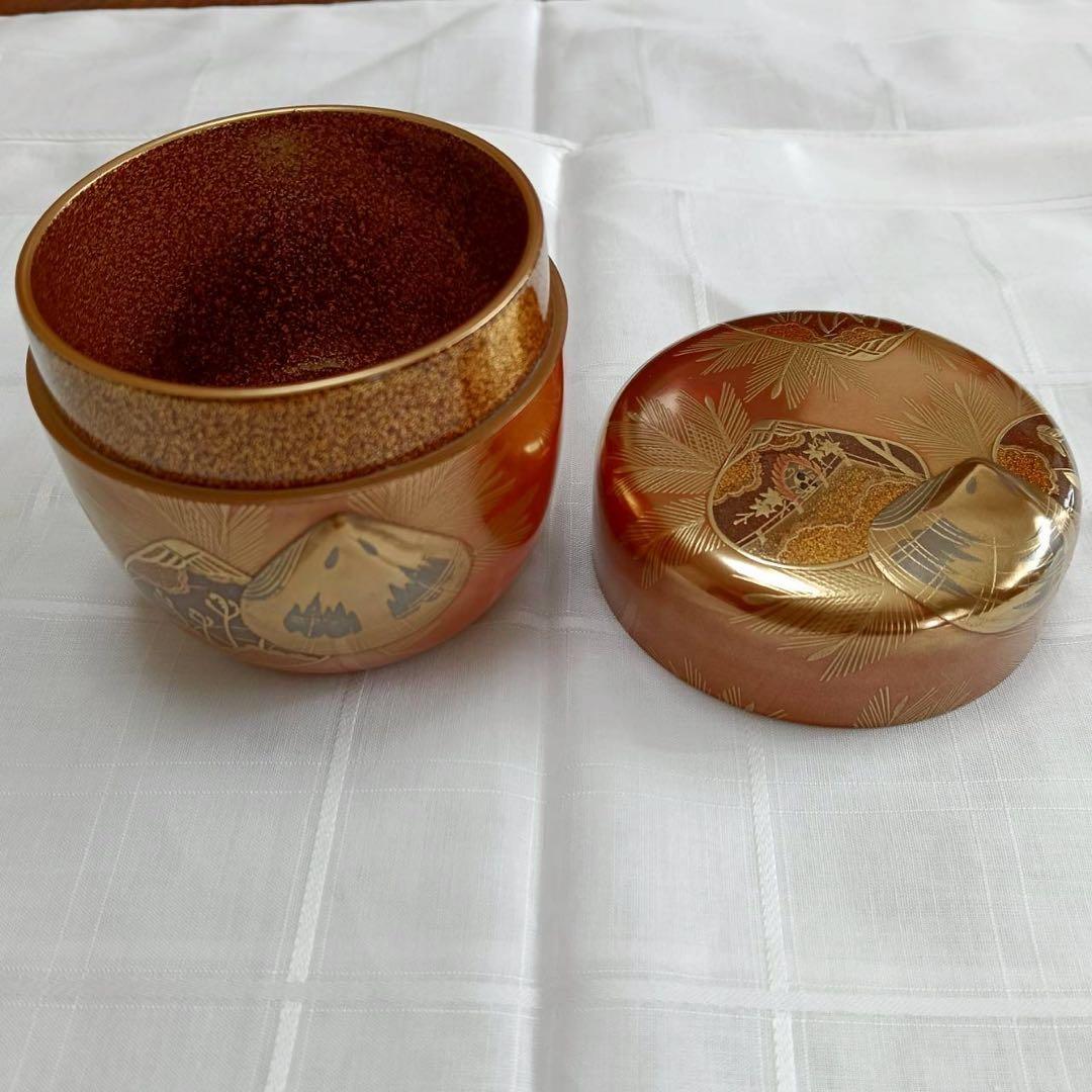 輪島塗 一后一兆 作 人間国宝 金蒔絵棗 共箱 仕覆付 茶道具