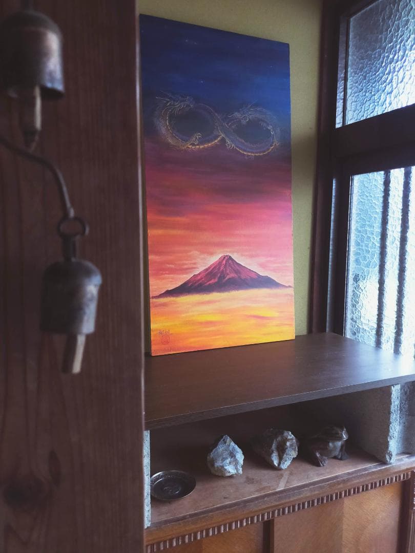 龍の絵 赤富士 開運画 原画 スピリチュアルアート SEISUI