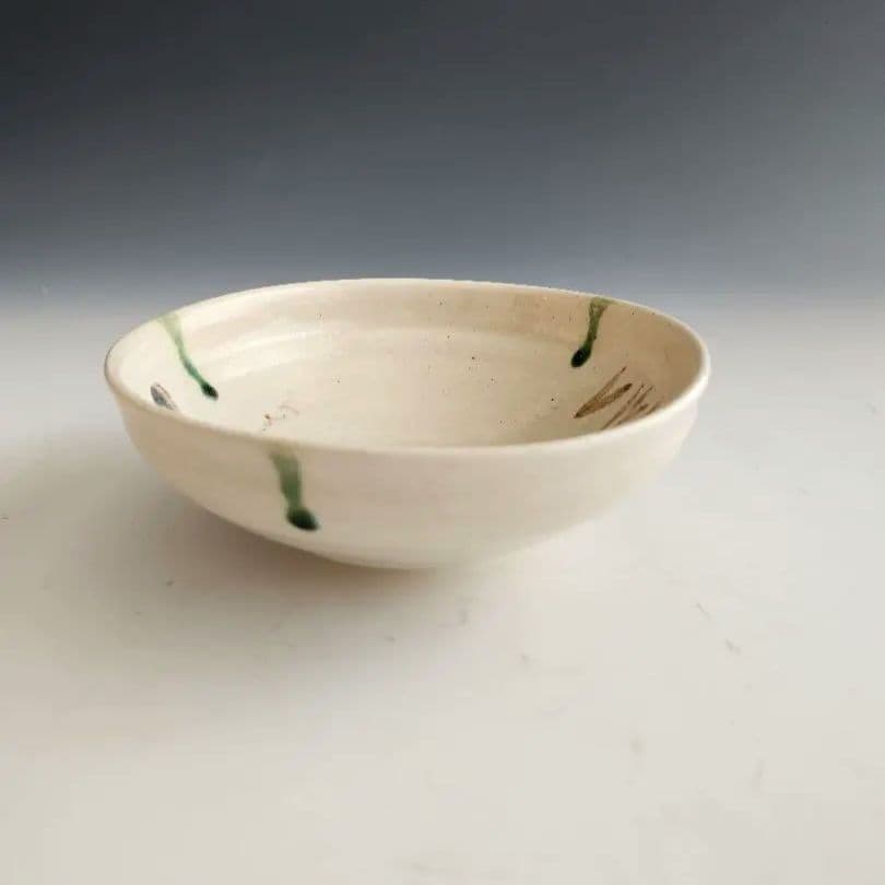 茶碗　抹茶茶碗　馬盥　ばたらい　木箱入　弥七田織部　平茶碗