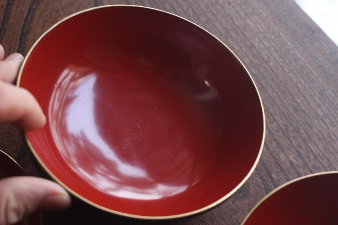 小傷有！時代青塗りに優美な福寿草沈金の煮物椀2点（検輪島塗蒔絵椀沈金椀雑煮椀