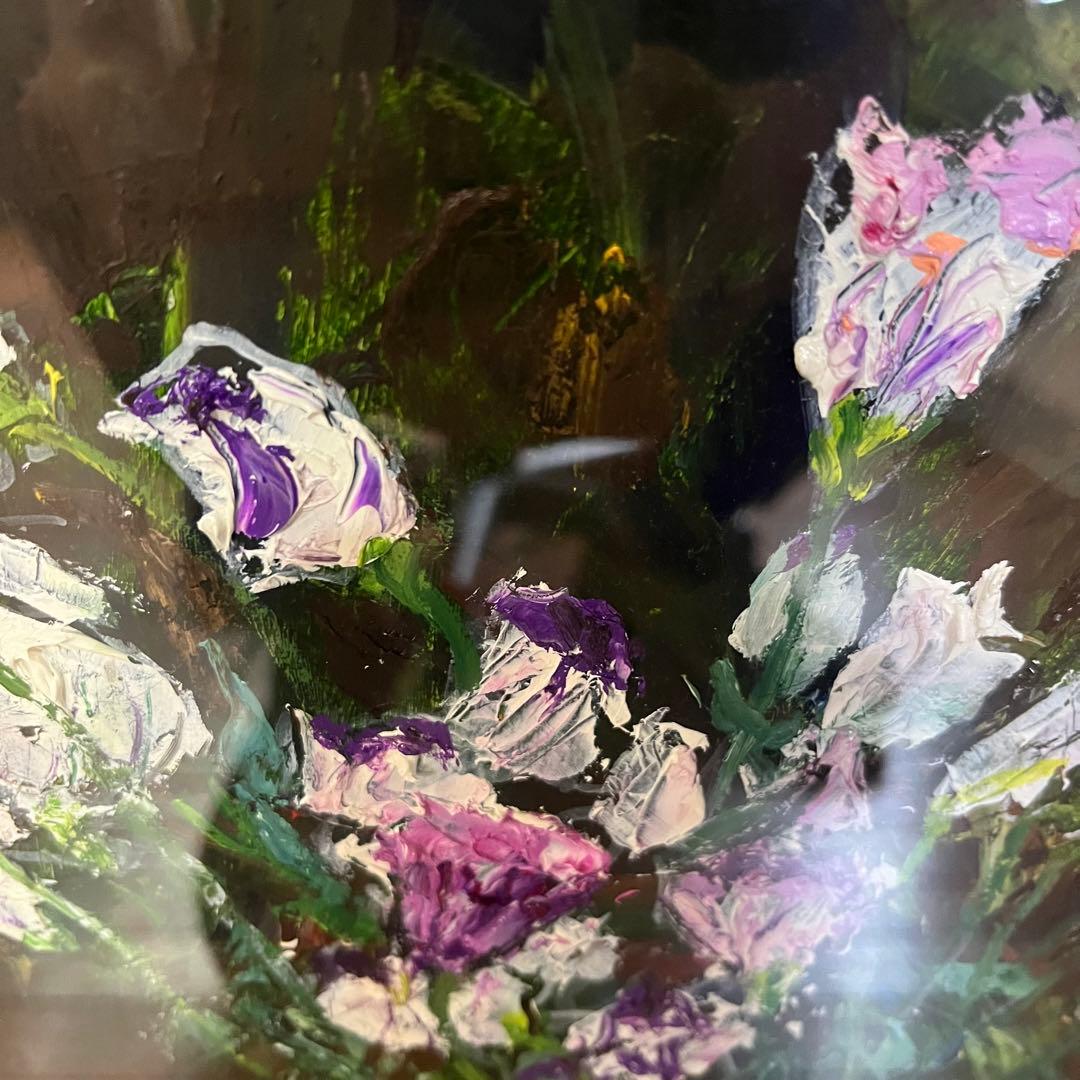 【アンティーク】額装 額縁 油絵 油彩 絵画 花瓶 花 静物画 インテリア雑貨