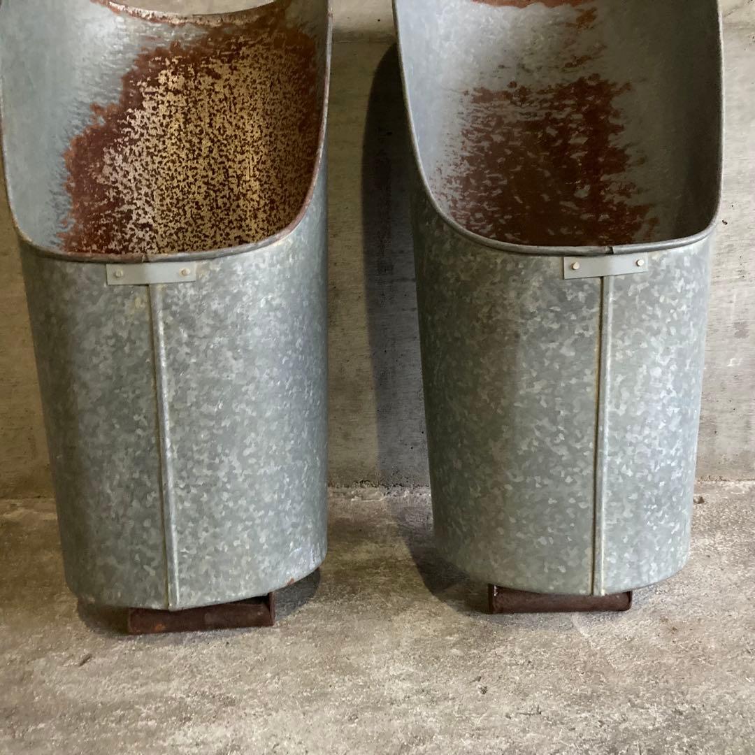 バケツ スコップ 穀物 藁 ブリキ 金属 2点 農具 古道具 シャビー レトロ