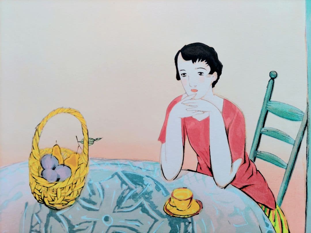 竹久夢二 憩い 手摺木版画 大判 京都版画院版 真作