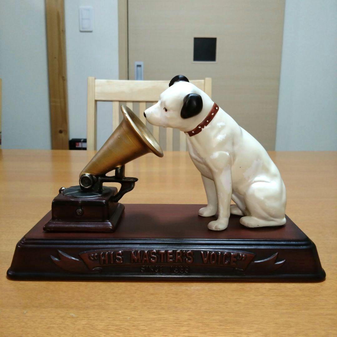 【昭和レトロ】◆ビクター犬◆蓄音機とニッパー台座付◆陶器製◆超稀少◆アンティーク