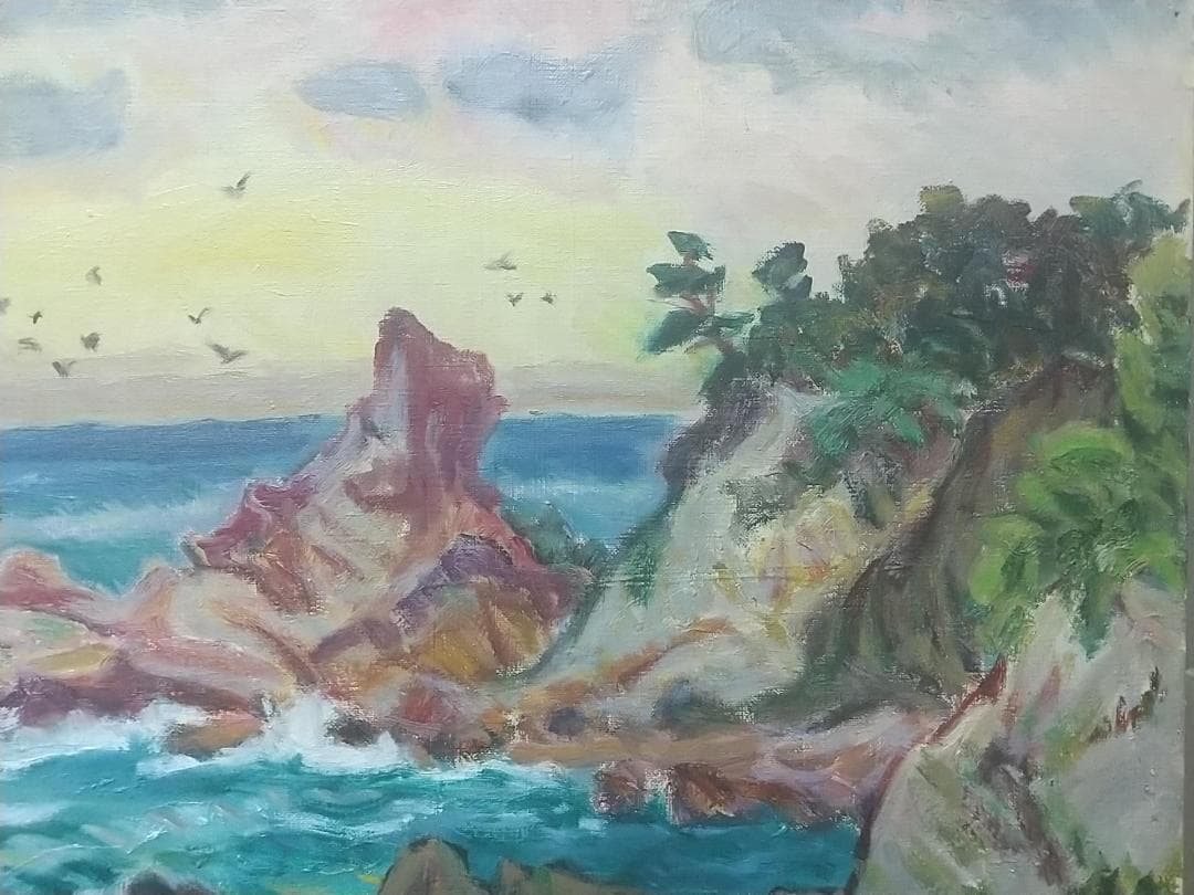 P10「鳥渡る」 油絵 絵画