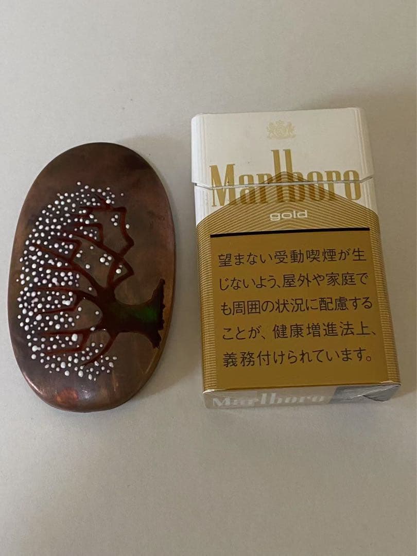 銅制珐琅树形楊枝入盒子 唐物 年代不明 中古美品 骨董品
