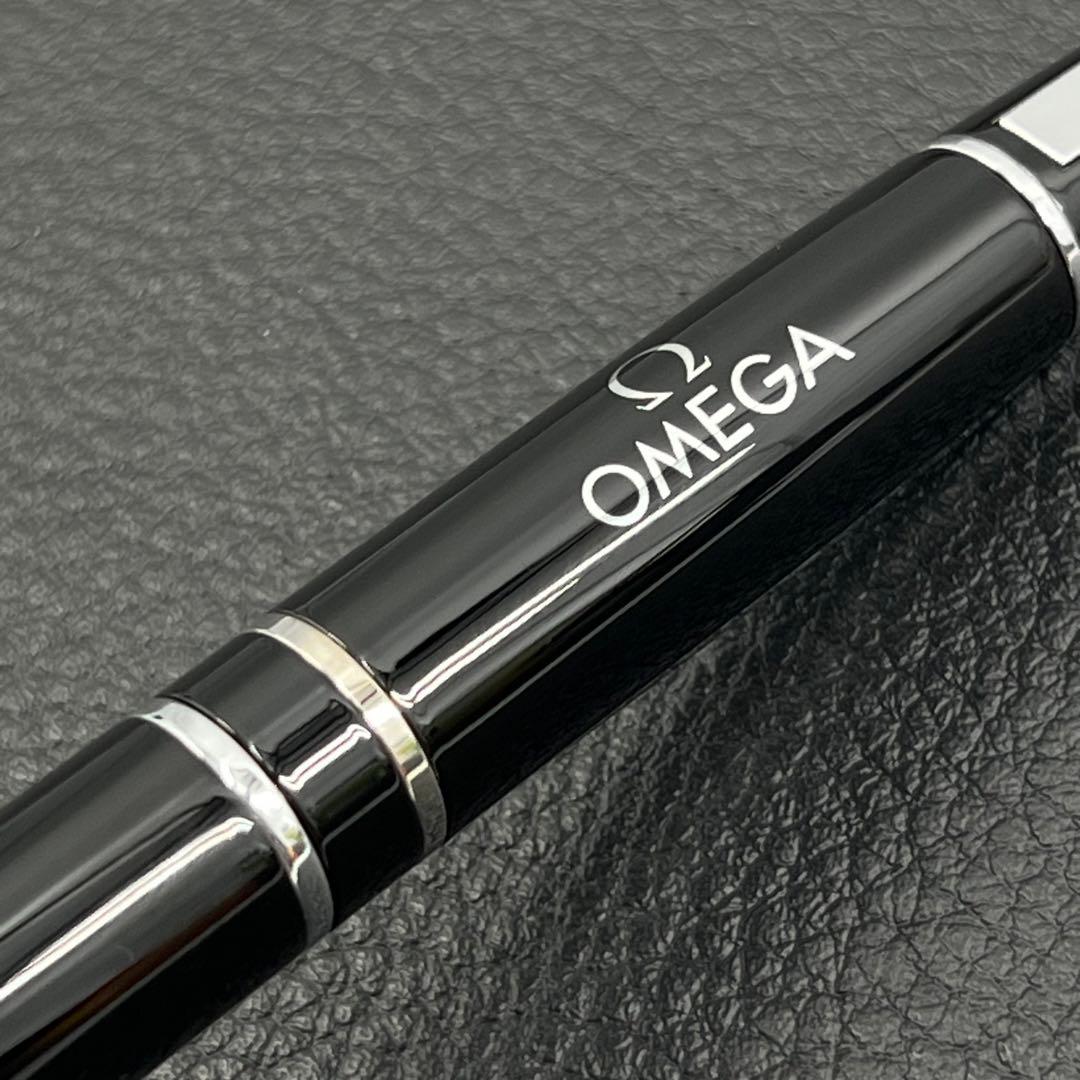 箱付 OMEGA オメガ ボールペン ブラック シルバー ロゴ