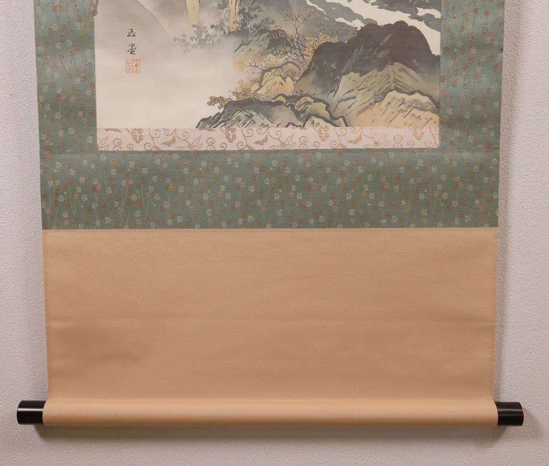 【複製】玉堂美術館監修 川合玉堂画 秋渓帰樵 絹本 掛軸 工芸 山水 MB114