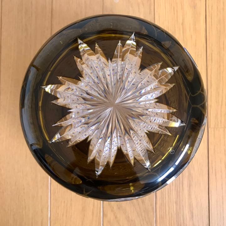 茶道道具 水差し クリスタル 江戸切子 グリーン 黒川昭男 作