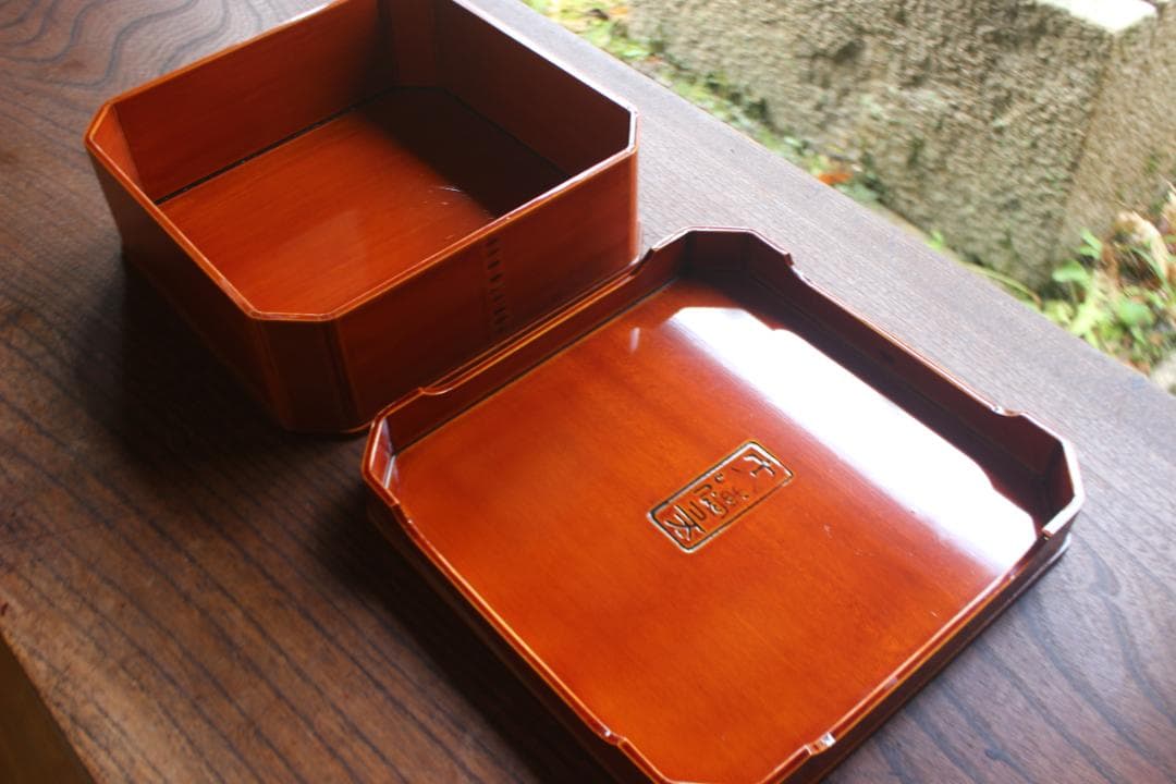 極小傷有！上質拭き漆の美しい春慶塗の大徳寺重（検懐石道具茶道具お重重箱