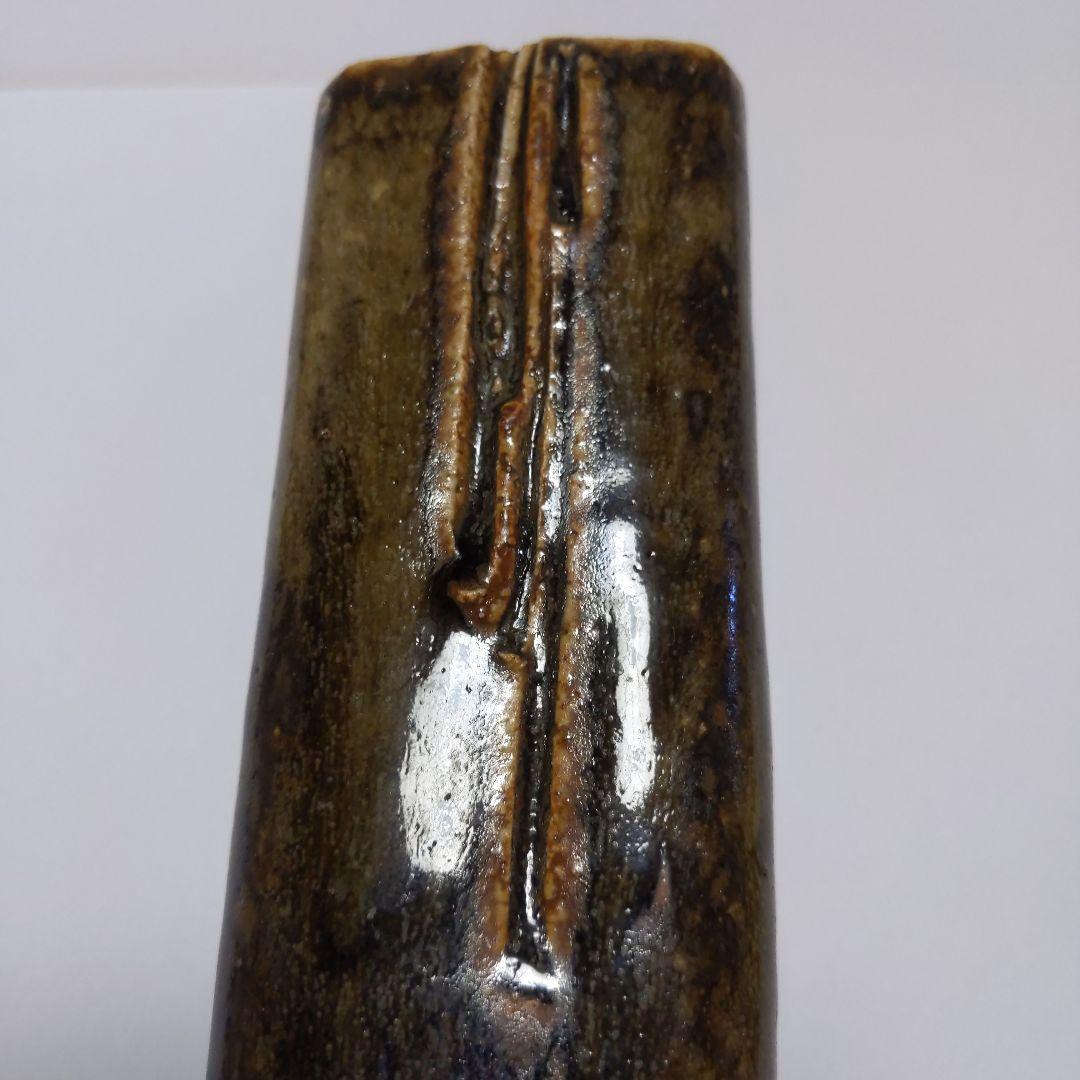【美品】加藤重高／灰釉花器／共箱／栞付き