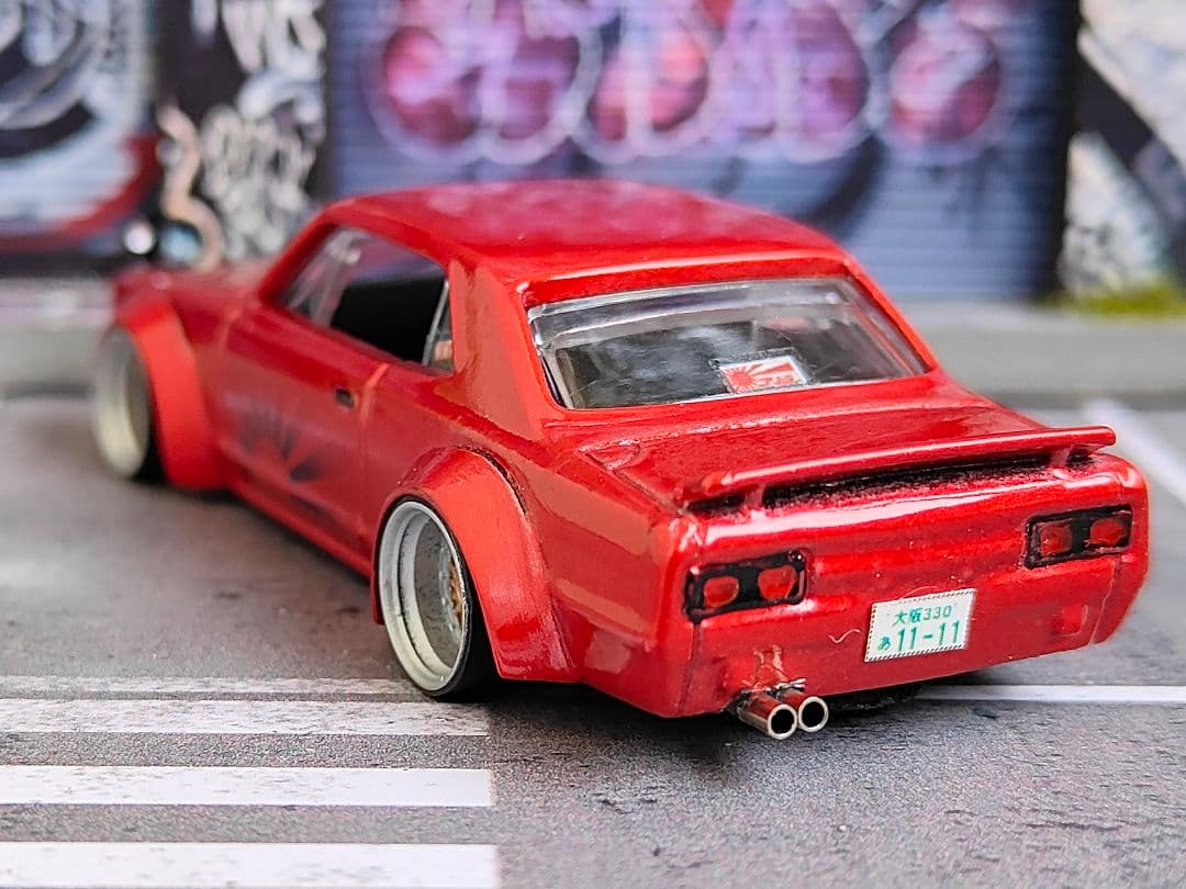 ホットウィールカスタム GTR ハコスカ 赤 オーバーフェンダー☆トミカ改造