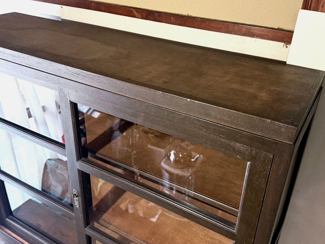 古家具 ガラス引戸 水屋箪笥