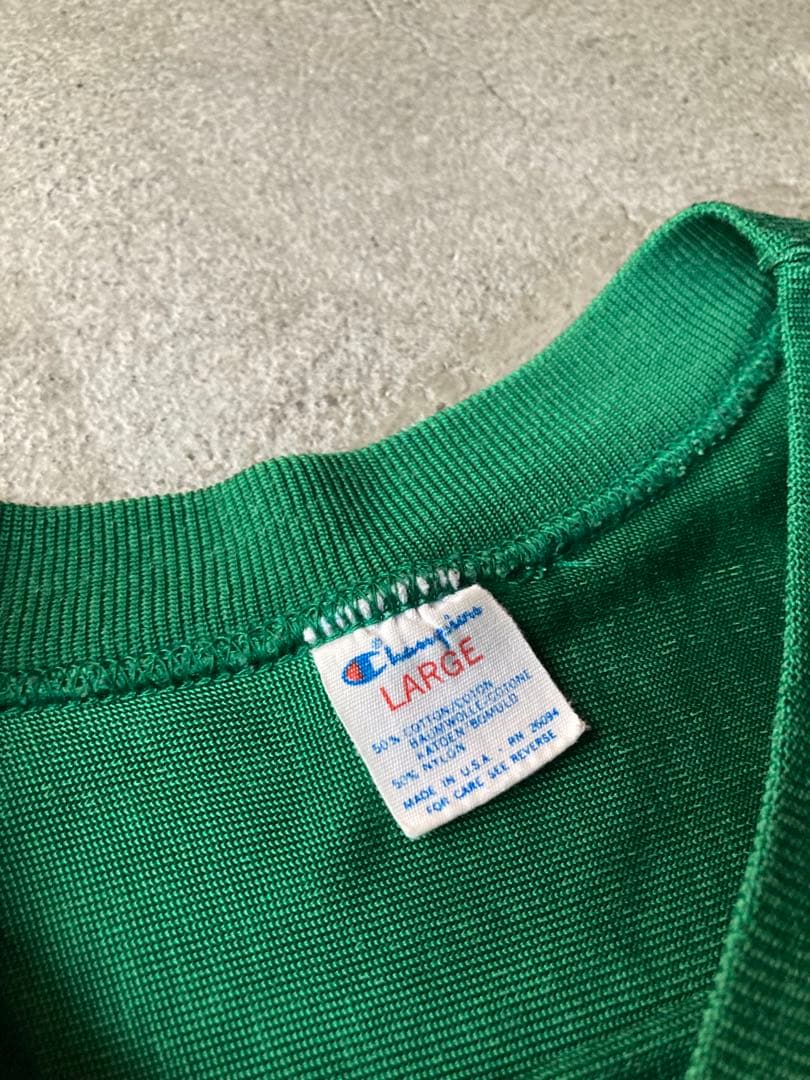 80s champion フットボールTシャツ L 緑 ボロ USA製