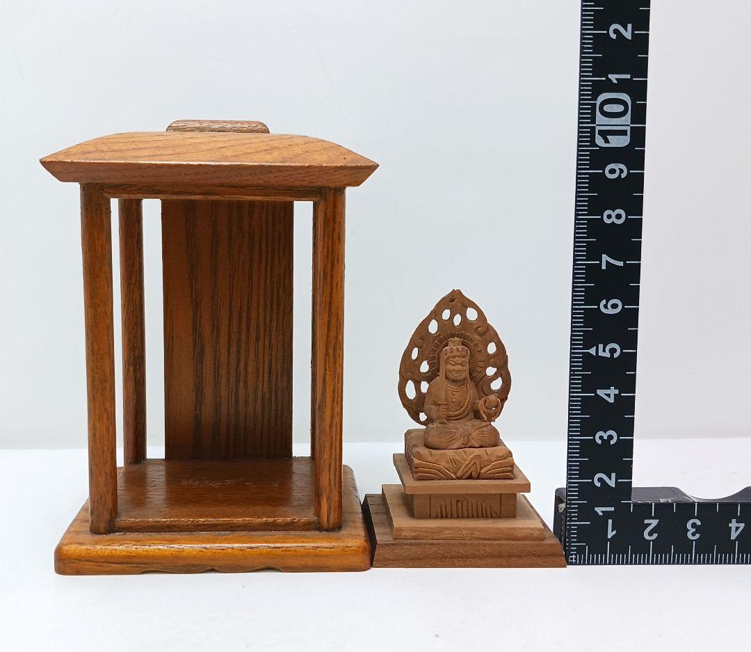 Y2293-26 仏教美術 木彫 不動明王 厨子 ミニチュア　I