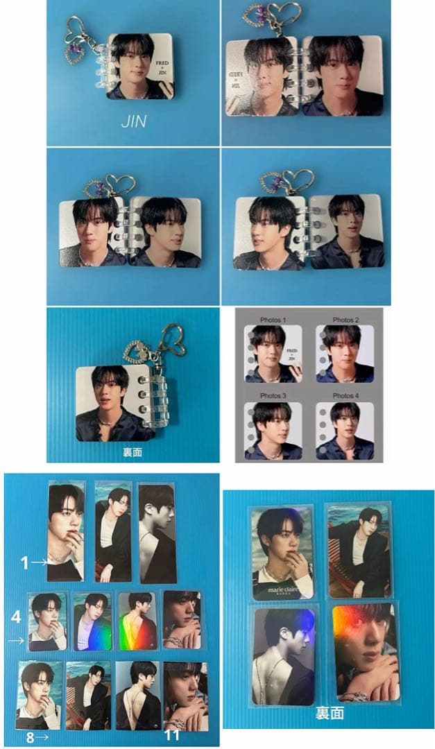 BTS JIN ロングステッカー•両面ホログラムフォトカード•ステッカー