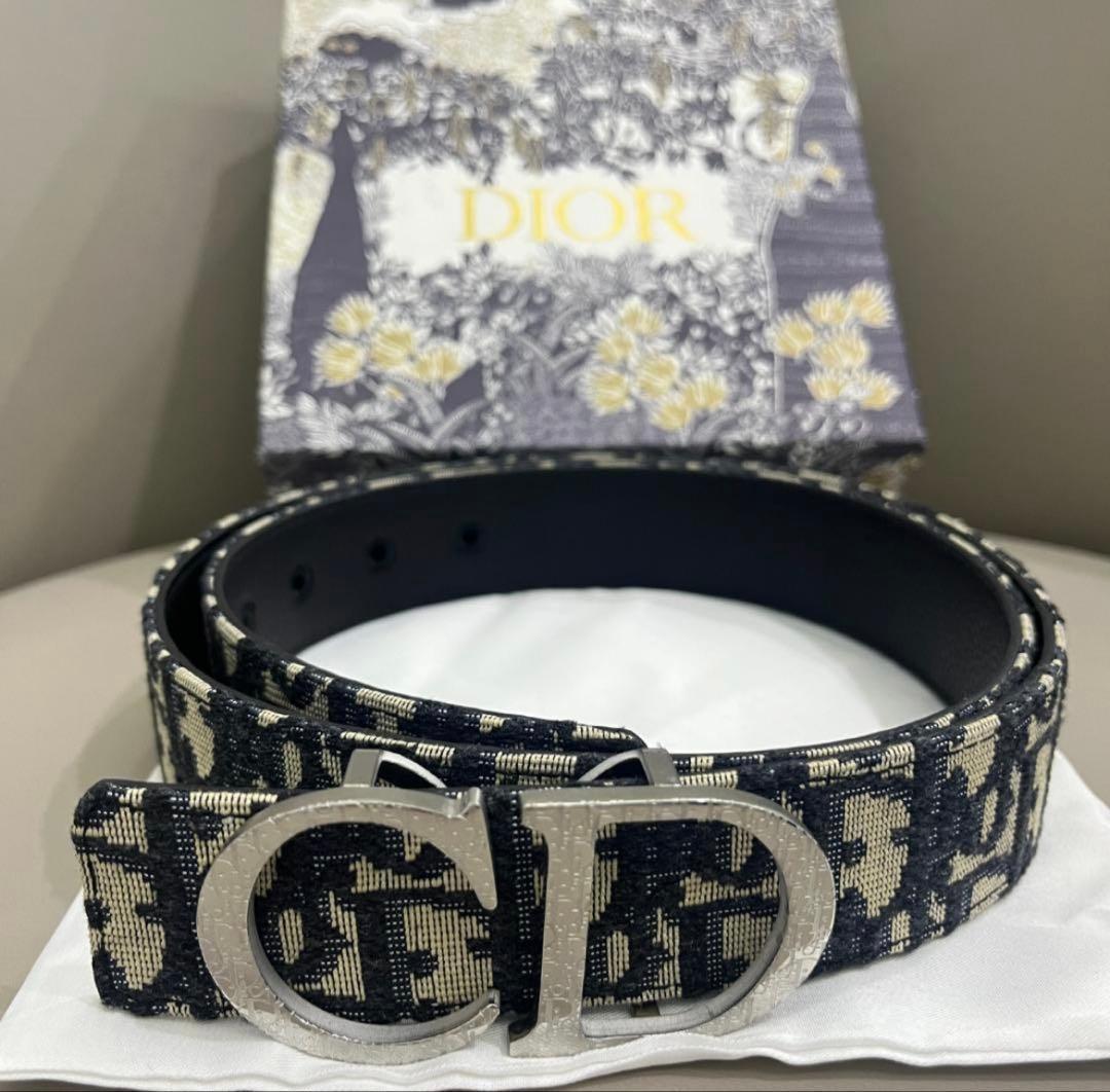 Christian Dior ディオールのシルバーバックル付きベルト