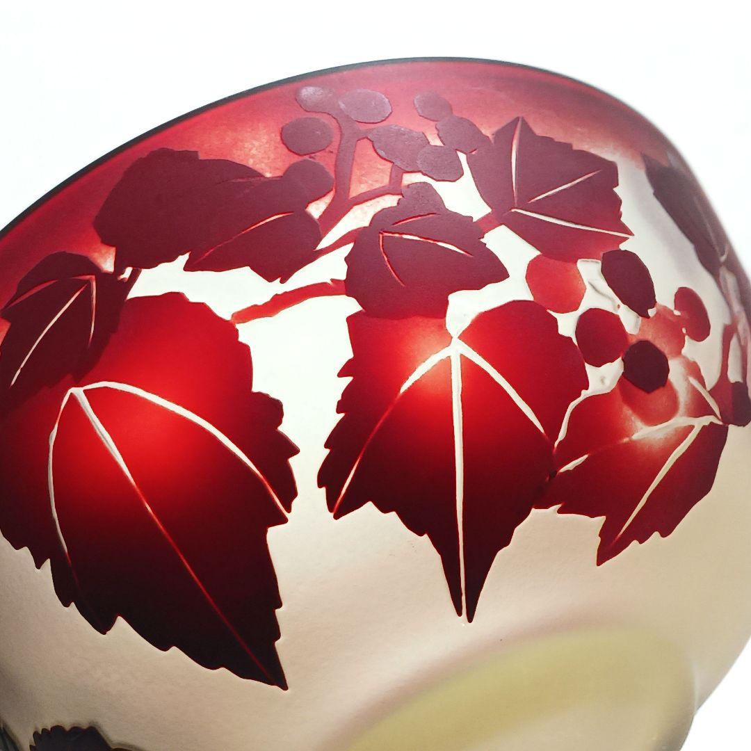 Y3279-2 ガレ風 被せガラス 花文鉢 ボウル 直径12㎝　ten