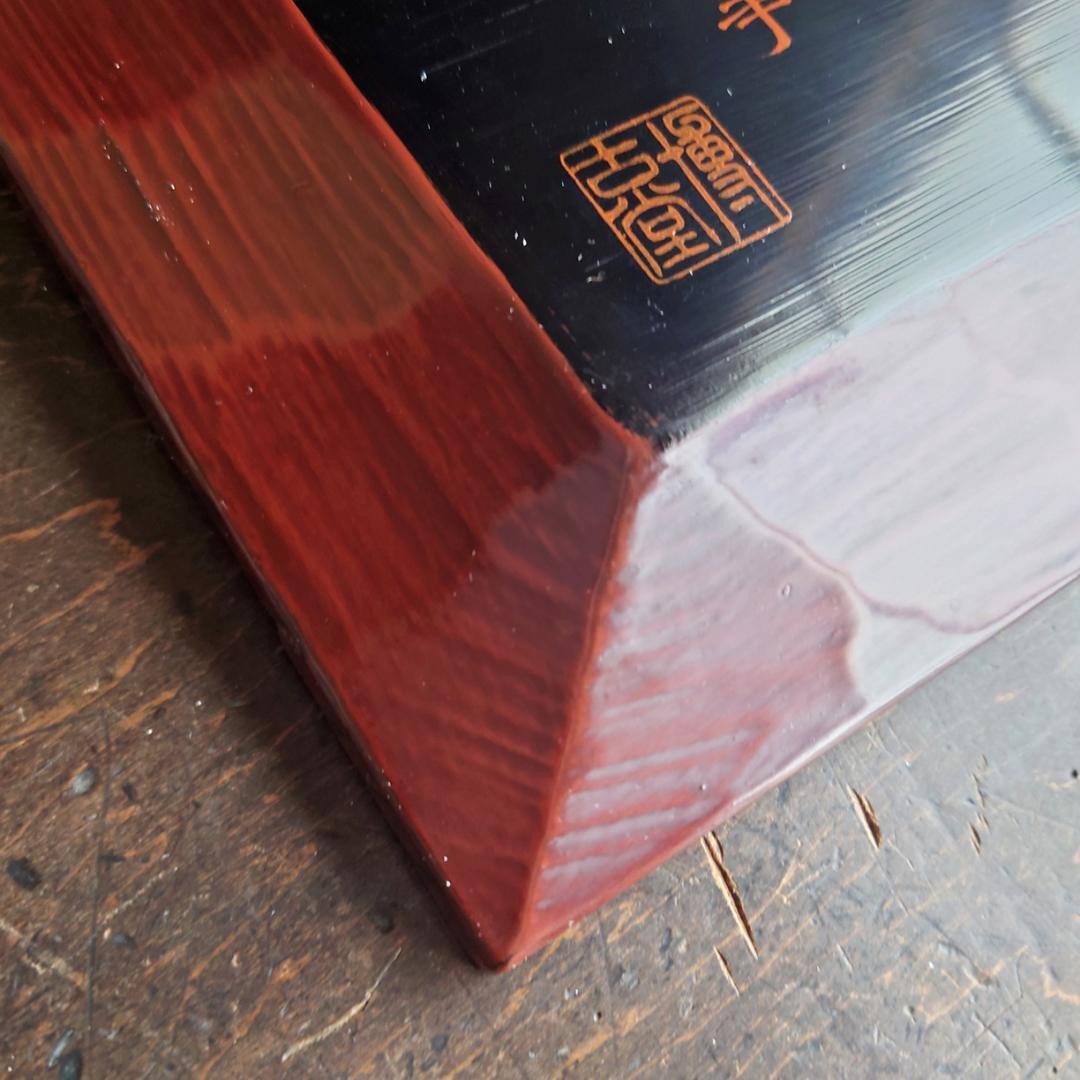 鎌倉彫　博古堂　24㎝　角皿・菓子器　ユリの花モチーフ