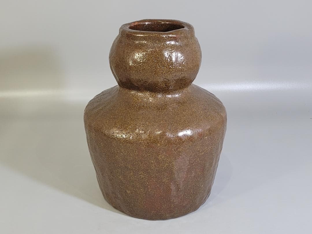茶道具 初代 小川長楽作 瓢花生 二代識箱 美品 DT418