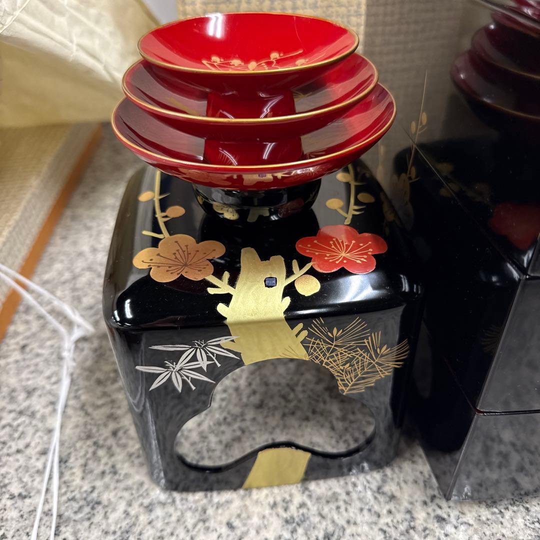 会津塗 漆器 工芸品 重箱 屠蘇器 セット 松竹梅 インテリア 小物 格安