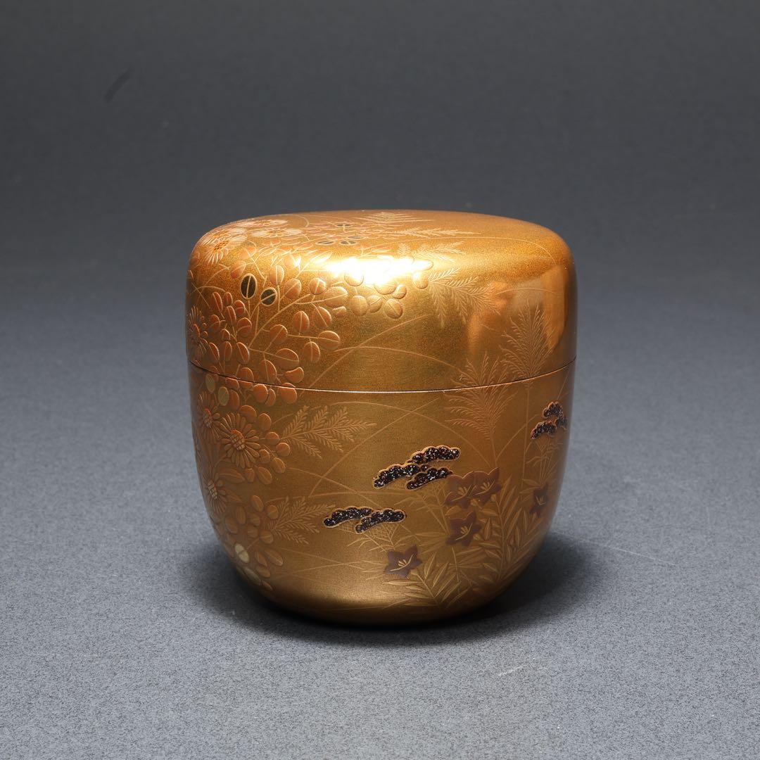 棗　秋草文　清水宗水　金蒔絵　共箱　R1690