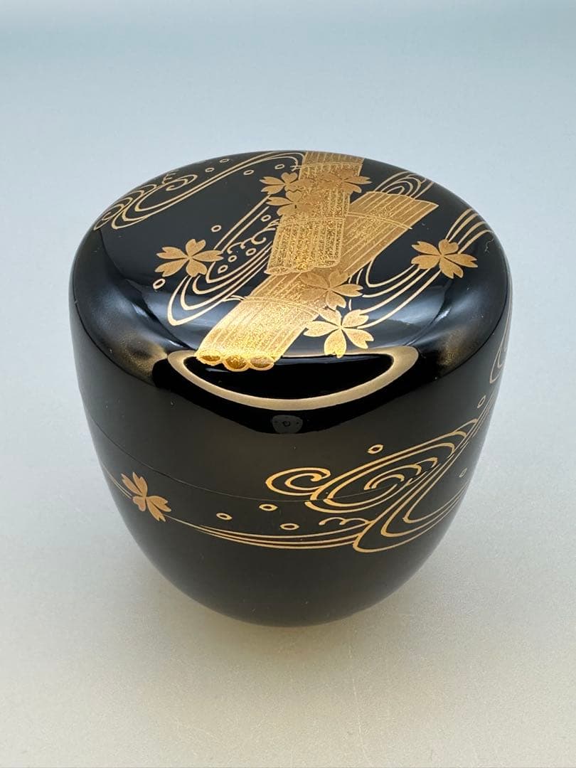 茶道具　棗　稲井玉甫　桜川蒔絵