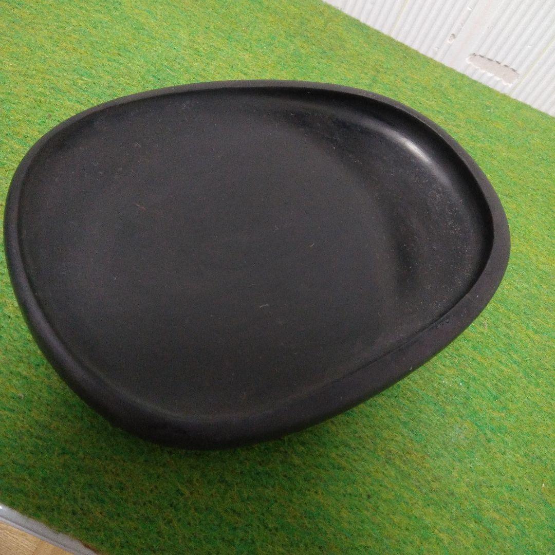 抗仔巖(こうしがん)硯、７吋、木製楕円形の 専用ケース・箱付き