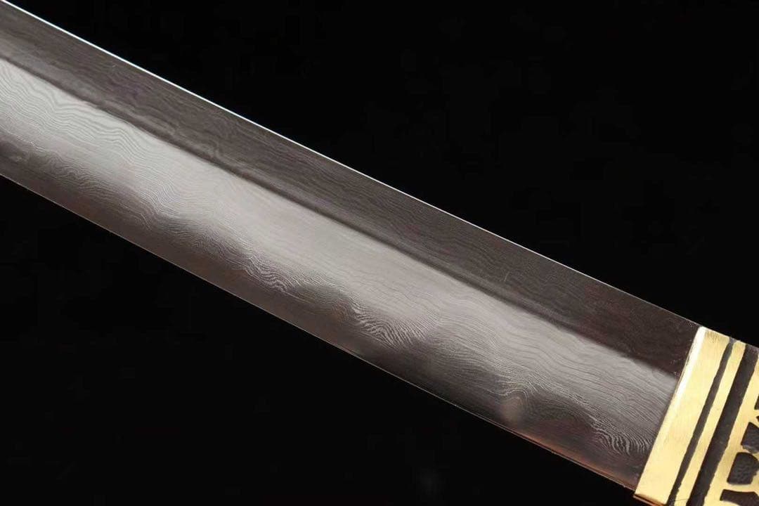 本脇差「桜洛」 黒石目鞘 銀鎏金装 皮革柄巻き 武具 日本刀 模造刀 鑑賞用