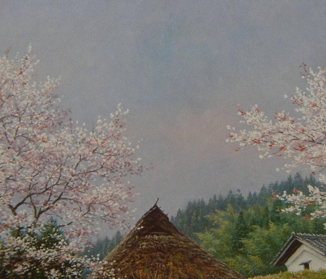 金子東日和【麗花の朝（三重県美杉村）】希少な額装用画集より新品額装、マット額装付