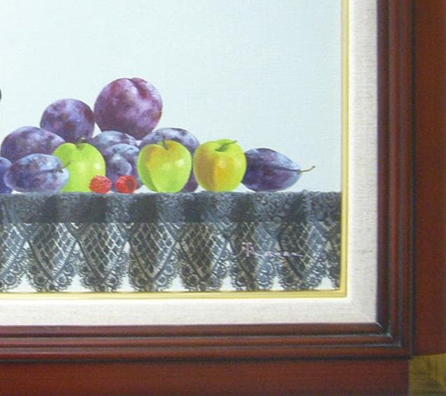 田浦　信勝 絵画 肉筆油絵 静物画 M12 バイオリン テーブルクロス