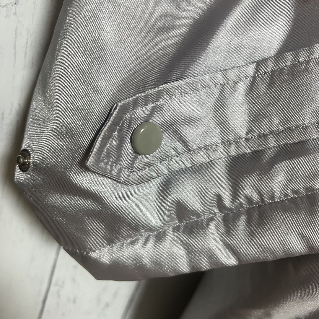 90s adidas アディダス ベンチコート ロング 裏ボア シルバー L