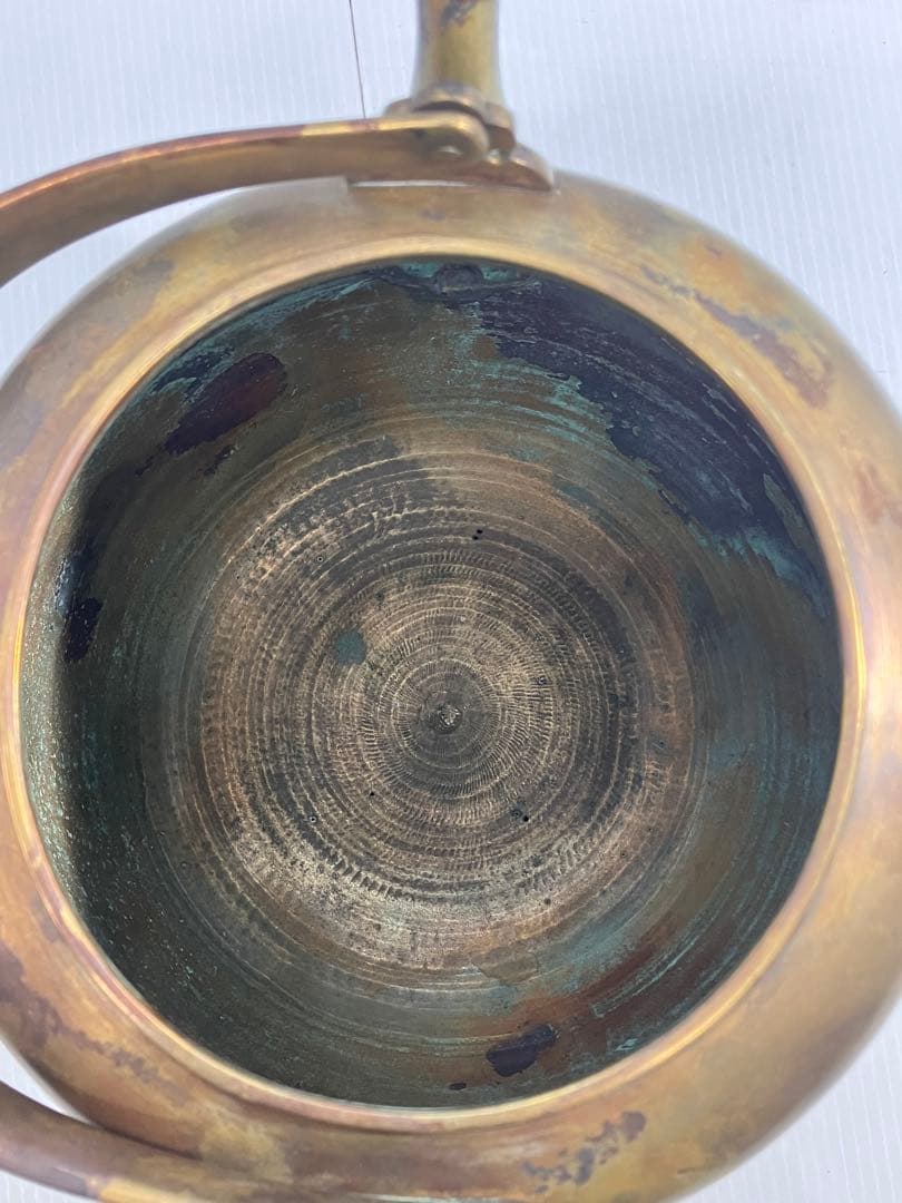 【時代物】銅製 薬缶 水注 湯沸 煎茶道具 毛彫 花文 唐草 骨董品