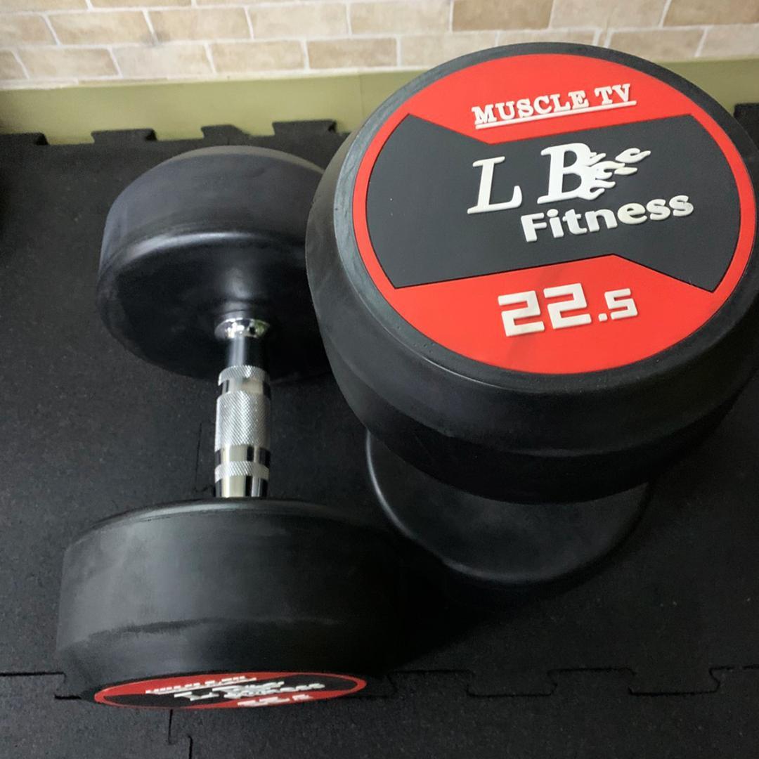 在庫処分特価！LBGYMオリジナル ラバーダンベル 22.5kg × 2個セット